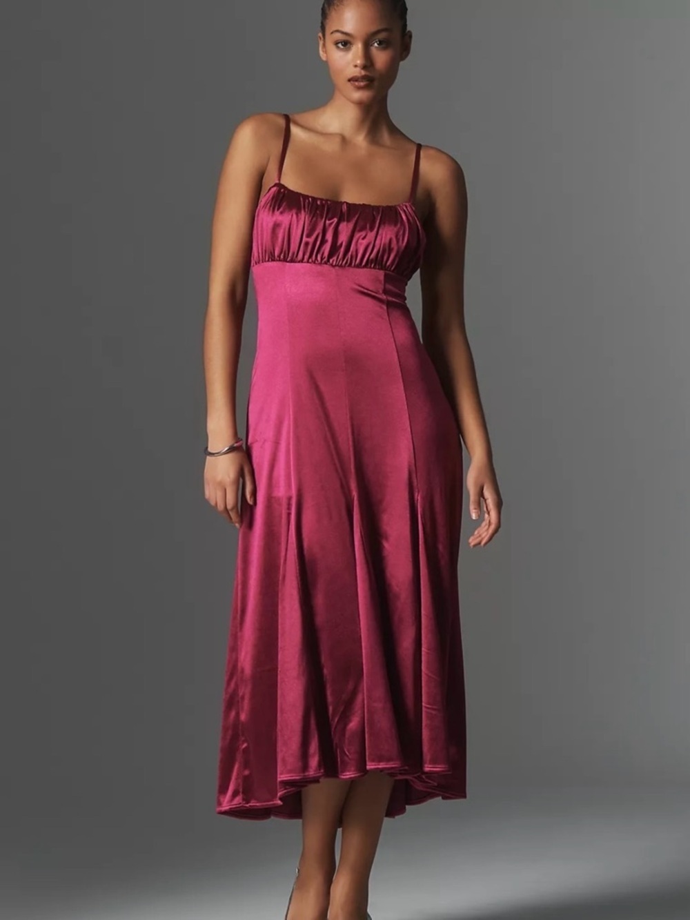 Anthropologie Maeve Dress Sleeveless Drop-Waist Midi Orchid Flower Sz L NWT New